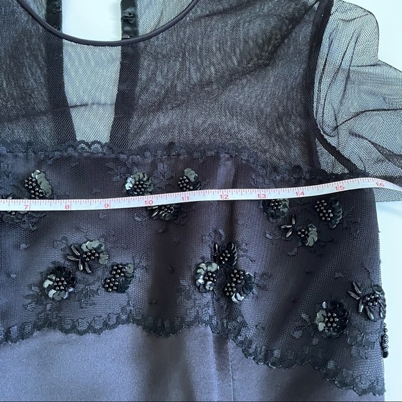Lillie Rubin Black Long Mesh Sleeve Beaded Dress 6 - Picture 12 of 16